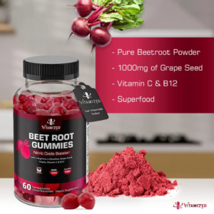 Beet Root Gummies Super Nitric Oxide Beets Supplement 60 Chewables Red Beetroot - Image 1